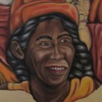 an oil painted close of smiling African-american woman